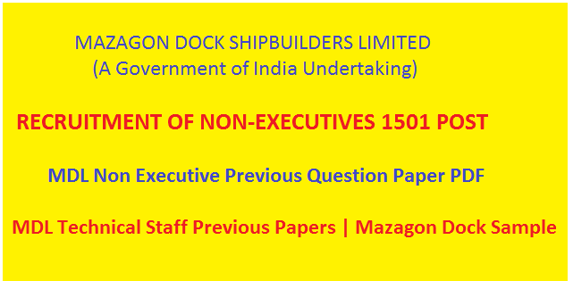 MDL Non Executive Previous Question Paper PDF