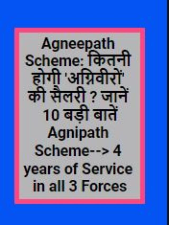 Agneepath Scheme 2022 Key Points
अग्निपथ स्कीम के बारे में ख़ास ख़ास पॉइंट