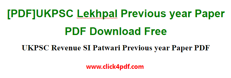 [PDF]UKPSC Lekhpal Previous year Paper PDF Download Free